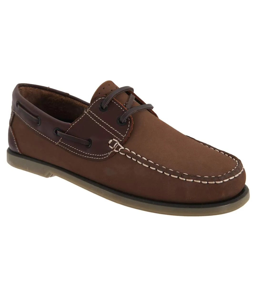 Dek Mens Moccasin Boat Shoes (Brown Nubuck/Leather) - UTDF676